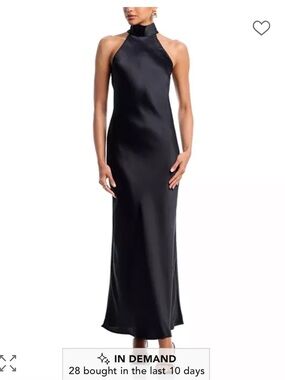 Steve Madden Black Halter Maxi Satin Gown